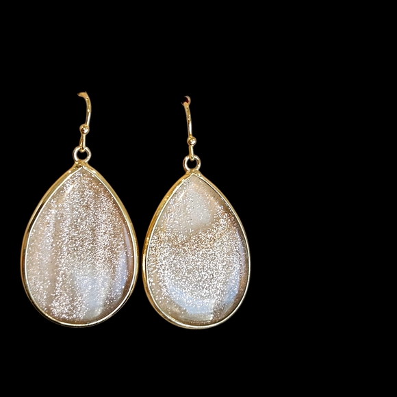 NWT - 18k Gold Celestial Glitter Teardrop Earrings - Picture 6 of 13